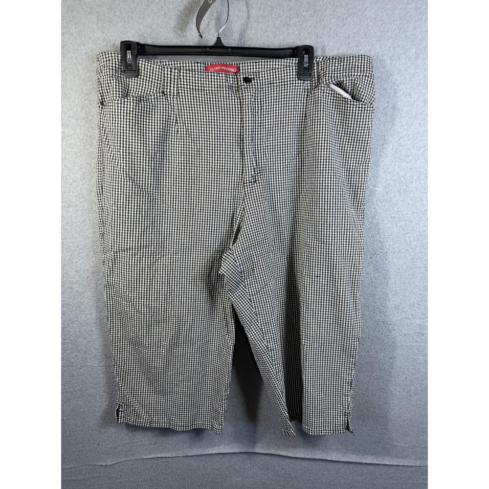 Gloria‎ Vanderbilt Pants Womens 24W Black Check Capri Stretch Twill Casual